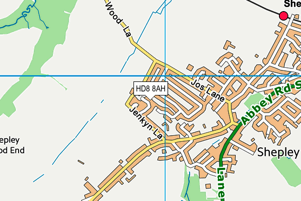 HD8 8AH map - OS VectorMap District (Ordnance Survey)