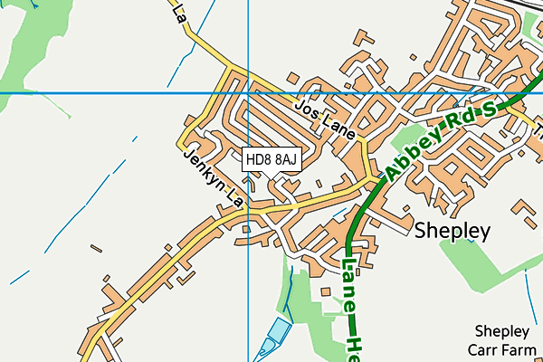 HD8 8AJ map - OS VectorMap District (Ordnance Survey)