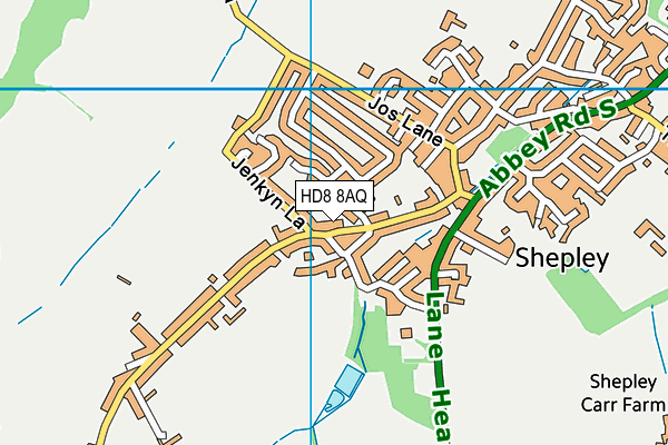 HD8 8AQ map - OS VectorMap District (Ordnance Survey)