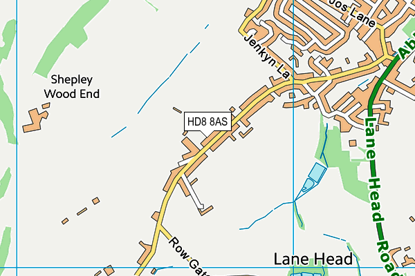 HD8 8AS map - OS VectorMap District (Ordnance Survey)