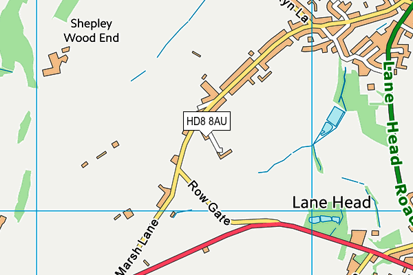 HD8 8AU map - OS VectorMap District (Ordnance Survey)