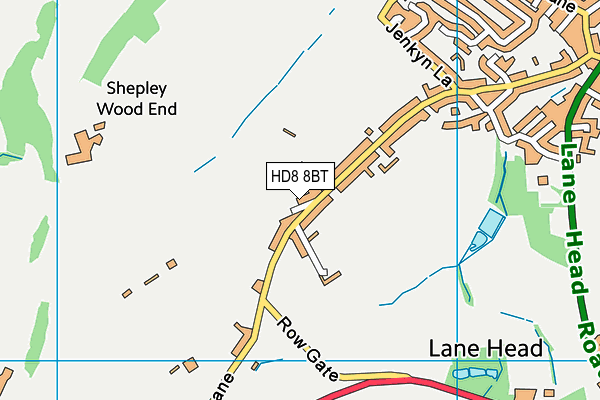 HD8 8BT map - OS VectorMap District (Ordnance Survey)