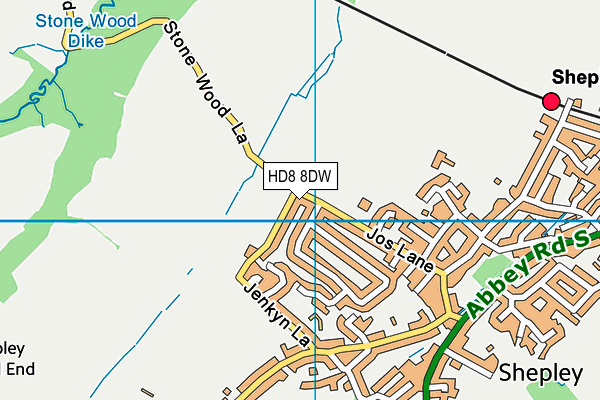 HD8 8DW map - OS VectorMap District (Ordnance Survey)