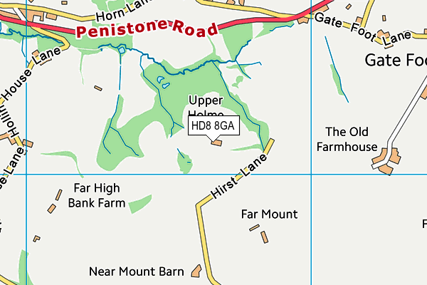 HD8 8GA map - OS VectorMap District (Ordnance Survey)