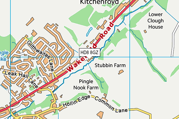 HD8 8GZ map - OS VectorMap District (Ordnance Survey)