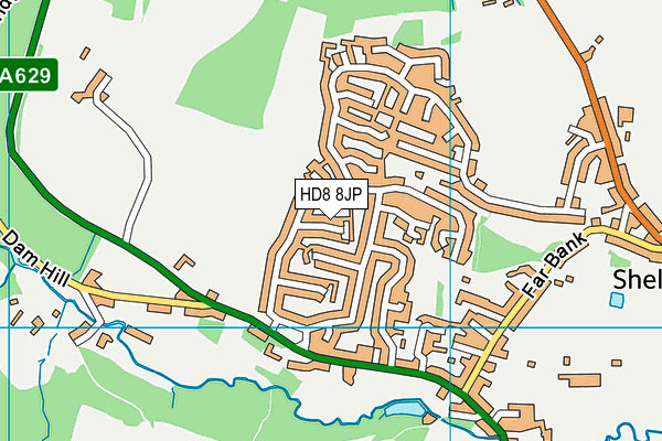 HD8 8JP map - OS VectorMap District (Ordnance Survey)