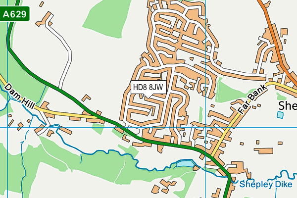 HD8 8JW map - OS VectorMap District (Ordnance Survey)