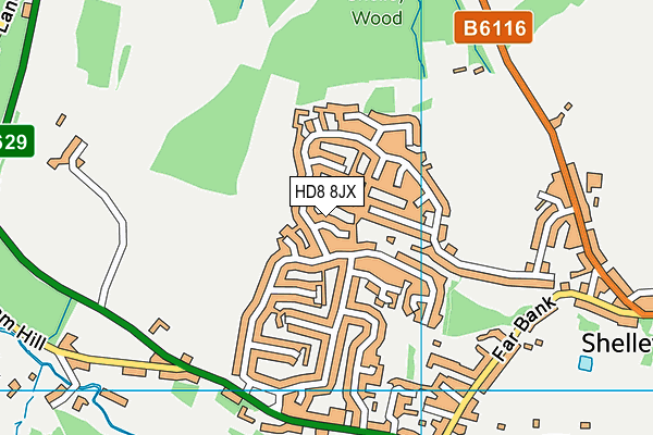 HD8 8JX map - OS VectorMap District (Ordnance Survey)
