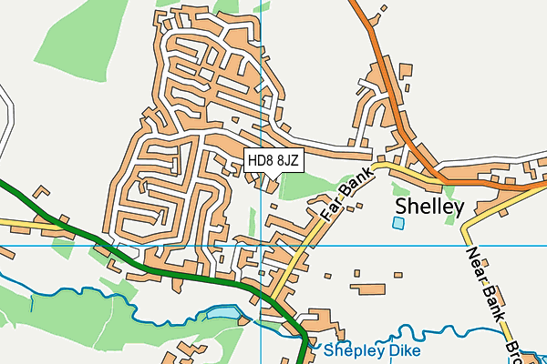 HD8 8JZ map - OS VectorMap District (Ordnance Survey)