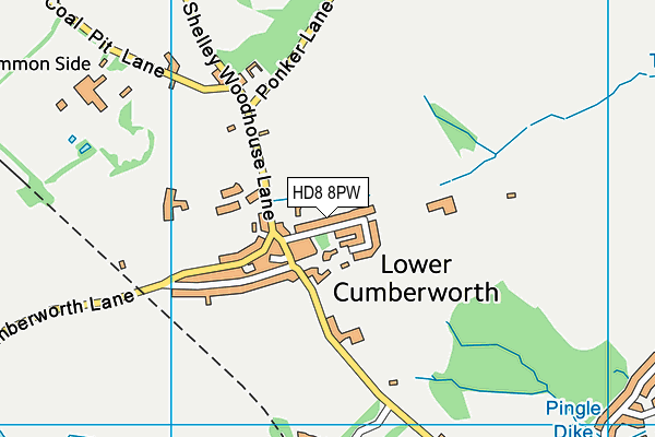 HD8 8PW map - OS VectorMap District (Ordnance Survey)