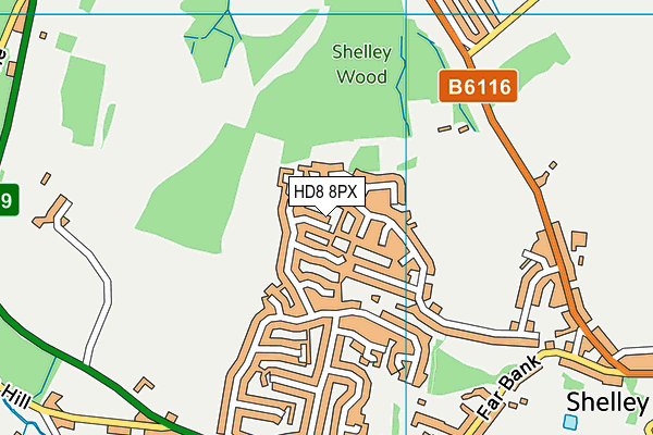 HD8 8PX map - OS VectorMap District (Ordnance Survey)