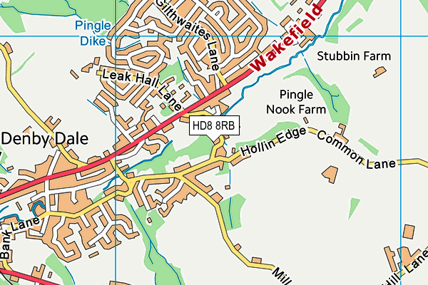 HD8 8RB map - OS VectorMap District (Ordnance Survey)