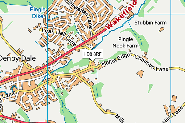 HD8 8RF map - OS VectorMap District (Ordnance Survey)