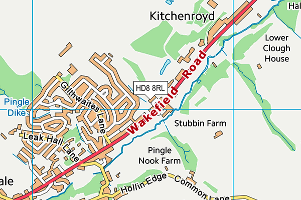 HD8 8RL map - OS VectorMap District (Ordnance Survey)