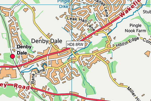 HD8 8RW map - OS VectorMap District (Ordnance Survey)