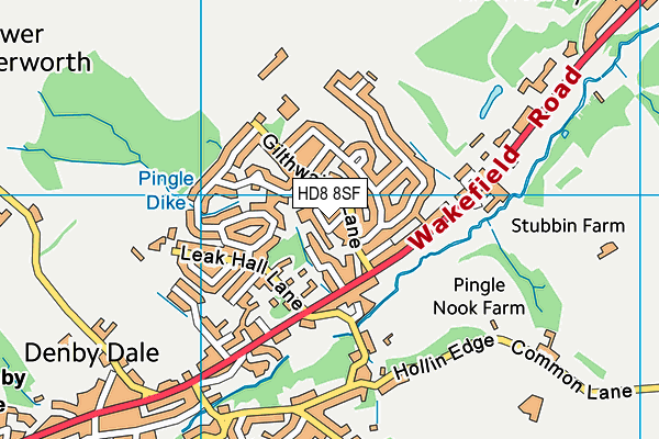 HD8 8SF map - OS VectorMap District (Ordnance Survey)