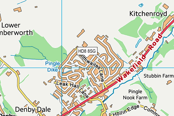 HD8 8SG map - OS VectorMap District (Ordnance Survey)