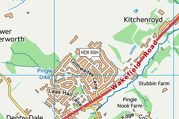 HD8 8SH map - OS VectorMap District (Ordnance Survey)