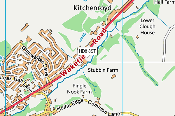 HD8 8ST map - OS VectorMap District (Ordnance Survey)