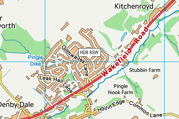 HD8 8SW map - OS VectorMap District (Ordnance Survey)