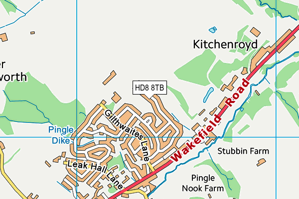 HD8 8TB map - OS VectorMap District (Ordnance Survey)