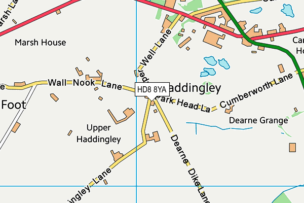 HD8 8YA map - OS VectorMap District (Ordnance Survey)