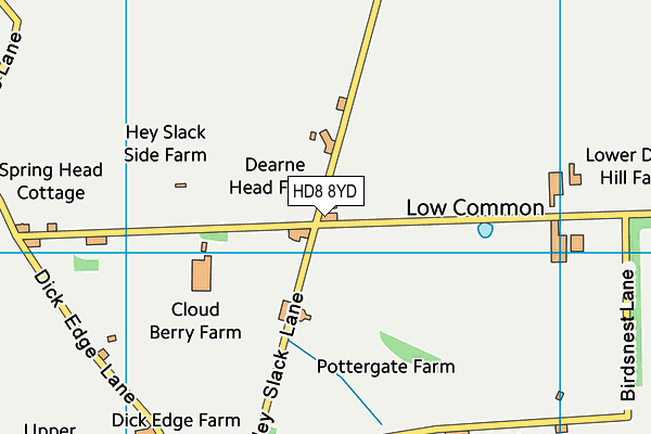 HD8 8YD map - OS VectorMap District (Ordnance Survey)