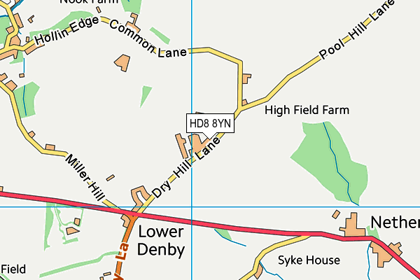 HD8 8YN map - OS VectorMap District (Ordnance Survey)