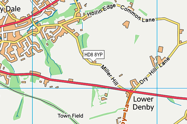 HD8 8YP map - OS VectorMap District (Ordnance Survey)