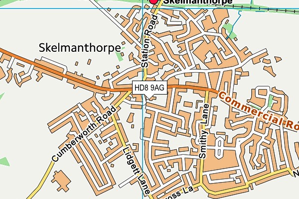 HD8 9AG map - OS VectorMap District (Ordnance Survey)