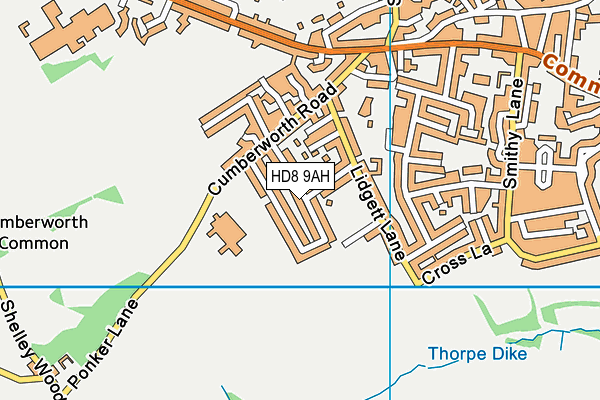 HD8 9AH map - OS VectorMap District (Ordnance Survey)