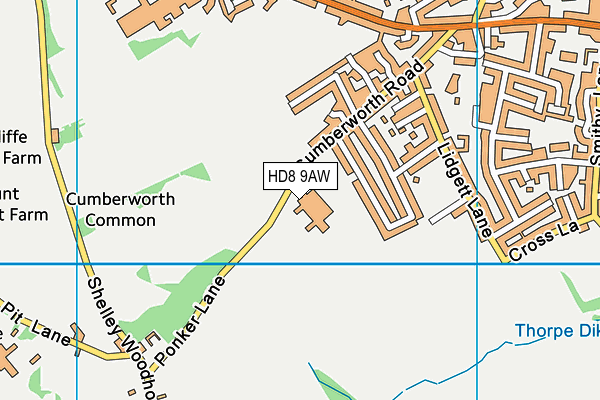 HD8 9AW map - OS VectorMap District (Ordnance Survey)