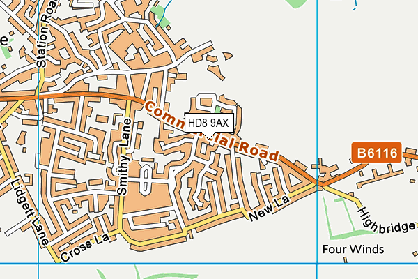 HD8 9AX map - OS VectorMap District (Ordnance Survey)