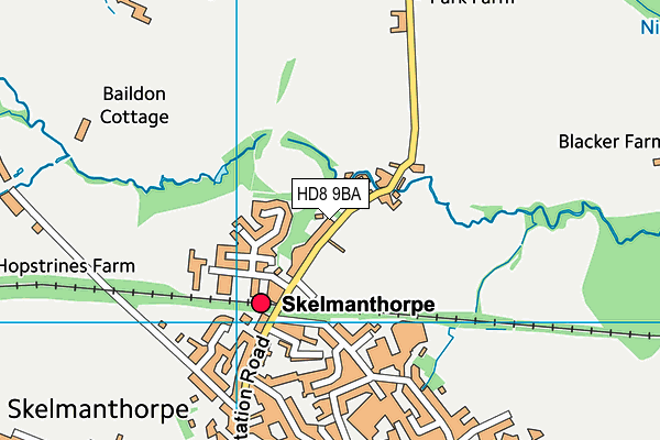 HD8 9BA map - OS VectorMap District (Ordnance Survey)