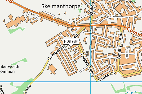 HD8 9BF map - OS VectorMap District (Ordnance Survey)