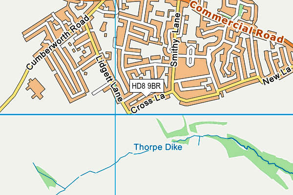 Cross Lane Recreation Ground map (HD8 9BR) - OS VectorMap District (Ordnance Survey)