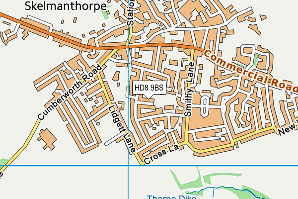 HD8 9BS map - OS VectorMap District (Ordnance Survey)