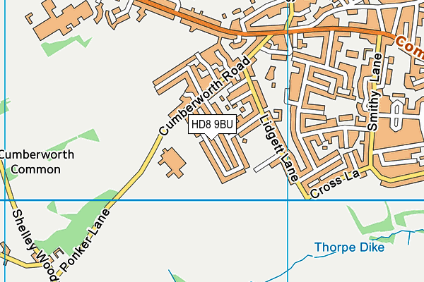 HD8 9BU map - OS VectorMap District (Ordnance Survey)