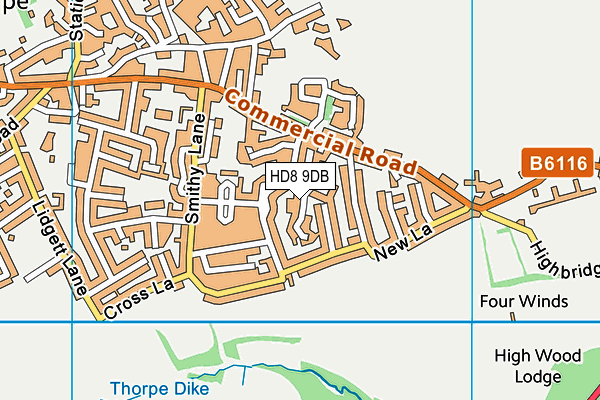 HD8 9DB map - OS VectorMap District (Ordnance Survey)