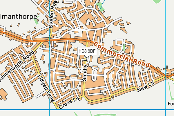 HD8 9DF map - OS VectorMap District (Ordnance Survey)