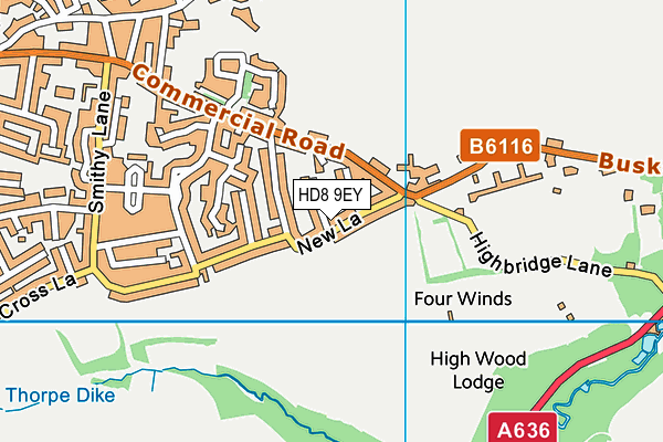HD8 9EY map - OS VectorMap District (Ordnance Survey)