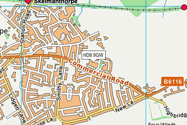 HD8 9GW map - OS VectorMap District (Ordnance Survey)