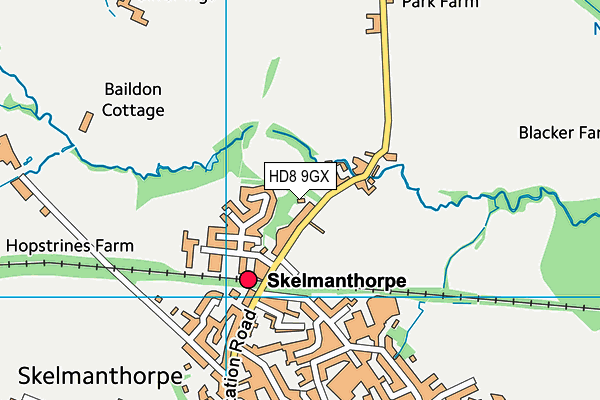 HD8 9GX map - OS VectorMap District (Ordnance Survey)