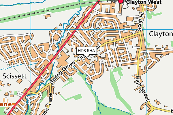 HD8 9HA map - OS VectorMap District (Ordnance Survey)