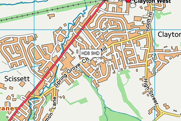 HD8 9HD map - OS VectorMap District (Ordnance Survey)