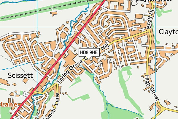 HD8 9HE map - OS VectorMap District (Ordnance Survey)
