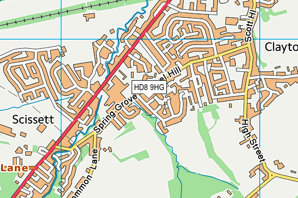 HD8 9HG map - OS VectorMap District (Ordnance Survey)