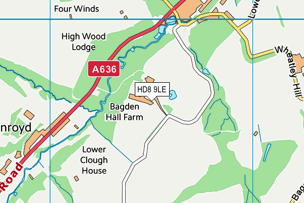 Bagden Hall Hotel & Golf Course (Closed) map (HD8 9LE) - OS VectorMap District (Ordnance Survey)