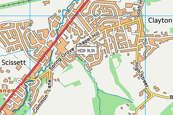 HD8 9LW map - OS VectorMap District (Ordnance Survey)
