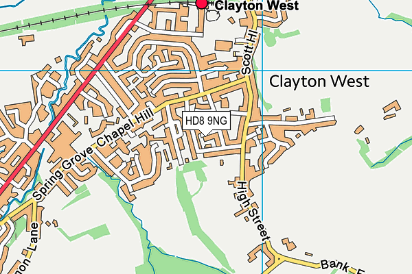 HD8 9NG map - OS VectorMap District (Ordnance Survey)